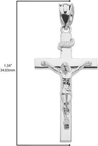 img 1 attached to Sleek Sterling Silver Linear Crucifix Pendant: Perfect Women's Jewelry