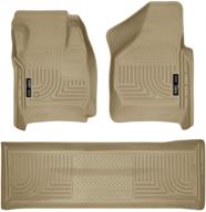 husky liners 98383: weatherbeater front & 2nd seat floor mats 🚗 for 2008-10 f-250/f-350/450 crew cab (no manual transfer case shifter), enhanced footwell coverage logo