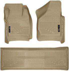 img 4 attached to Husky Liners 98383: Weatherbeater Front & 2nd Seat Floor Mats 🚗 for 2008-10 F-250/F-350/450 Crew Cab (No Manual Transfer Case Shifter), Enhanced Footwell Coverage