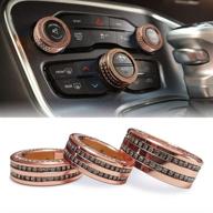 🚗 dodge challenger charger accessories 2015-2021 - luxury rose gold alloy with crystal rhinestone bling - air conditioning volume radio button knob cover by toolepic logo