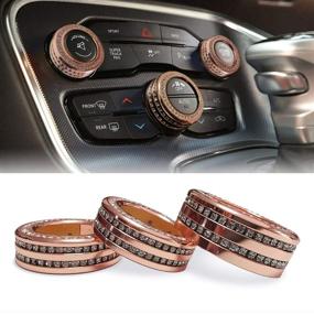 img 4 attached to 🚗 Dodge Challenger Charger Accessories 2015-2021 - Luxury Rose Gold Alloy with Crystal Rhinestone bling - Air Conditioning Volume Radio Button Knob Cover by TOOLEPIC