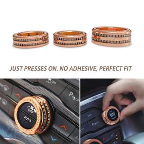 img 3 attached to 🚗 Dodge Challenger Charger Accessories 2015-2021 - Luxury Rose Gold Alloy with Crystal Rhinestone bling - Air Conditioning Volume Radio Button Knob Cover by TOOLEPIC