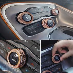 img 1 attached to 🚗 Dodge Challenger Charger Accessories 2015-2021 - Luxury Rose Gold Alloy with Crystal Rhinestone bling - Air Conditioning Volume Radio Button Knob Cover by TOOLEPIC