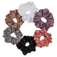 set of 6 luxurious satin silk scrunchies for hair - gentle hair ties & ponytail holders (set 4) logo