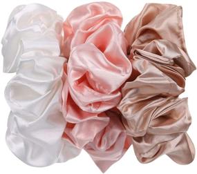 img 3 attached to Set of 6 Luxurious Satin Silk Scrunchies for Hair - Gentle Hair Ties & Ponytail Holders (Set 4)