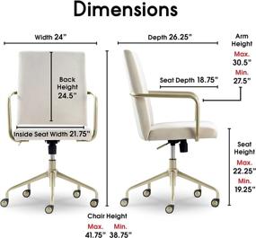 img 2 attached to 🪑 Elle Decor Giselle Modern Home Office Desk Chair: High Back, Adjustable & Stylish, with Gold Accents in Cream Velvet Fabric