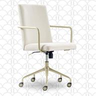 🪑 elle decor giselle modern home office desk chair: high back, adjustable & stylish, with gold accents in cream velvet fabric logo