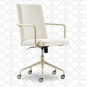 img 4 attached to 🪑 Elle Decor Giselle Modern Home Office Desk Chair: High Back, Adjustable & Stylish, with Gold Accents in Cream Velvet Fabric