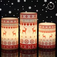 genswin flameless flickering led candles: timer operated real wax pillars with decorative deer decal - 6 hour timer, warm light - pack of 3 - perfect gift for cozy décor логотип