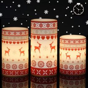 img 4 attached to GenSwin Flameless Flickering LED Candles: Timer Operated Real Wax Pillars with Decorative Deer Decal - 6 Hour Timer, Warm Light - Pack of 3 - Perfect Gift for Cozy Décor