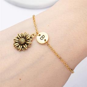 img 3 attached to 🌻 Shiny 18K Gold Sunflower Bracelets: Perfect Birthday Gifts for Women, Teen Girls, Best Friends, and Daughters - Initial Jewelry for that Special Sunshine in Your Life!