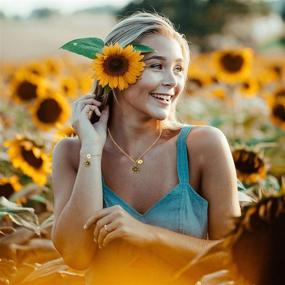 img 2 attached to 🌻 Shiny 18K Gold Sunflower Bracelets: Perfect Birthday Gifts for Women, Teen Girls, Best Friends, and Daughters - Initial Jewelry for that Special Sunshine in Your Life!