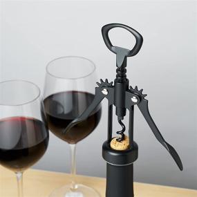 img 2 attached to 🍾 The True Soar Matte Black Winged Corkscrew: Effortless Bottle Opening with Self Centering Worm and Built-in Opener