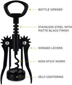 img 3 attached to 🍾 The True Soar Matte Black Winged Corkscrew: Effortless Bottle Opening with Self Centering Worm and Built-in Opener