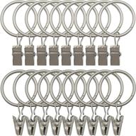 🔗 set of 18 pack metal rings curtain clips - strong and decorative drapery window curtain ring with clips in rustproof vintage mist silver color logo