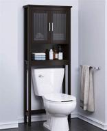 espresso bathroom shelf over the toilet organizer - spirich home cabinet with moru tempered glass door логотип