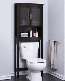 img 3 attached to Espresso Bathroom Shelf Over The Toilet Organizer - Spirich Home Cabinet with Moru Tempered Glass Door