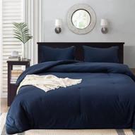 🛏️ navy blue comforter sets queen - solid color bedding, cotton, men, boys, women - dark blue bedding; adult, teen classic deep color dorm quilt - full size, soft, lightweight, durable blanket, breathable & health-friendly logo