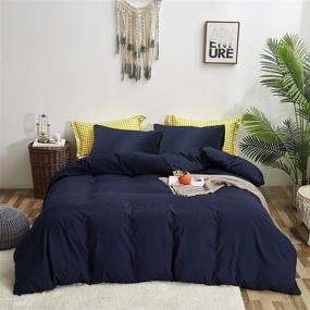 img 3 attached to 🛏️ Navy Blue Comforter Sets Queen - Solid Color Bedding, Cotton, Men, Boys, Women - Dark Blue Bedding; Adult, Teen Classic Deep Color Dorm Quilt - Full Size, Soft, Lightweight, Durable Blanket, Breathable & Health-Friendly