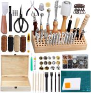 🔨 complete leather craft kit: jupean 458 pieces with tools, instruction, stamps, punches - perfect for leather working logo