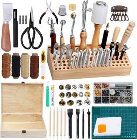 img 4 attached to 🔨 Complete Leather Craft Kit: Jupean 458 Pieces with Tools, Instruction, Stamps, Punches - Perfect for Leather Working