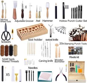 img 3 attached to 🔨 Complete Leather Craft Kit: Jupean 458 Pieces with Tools, Instruction, Stamps, Punches - Perfect for Leather Working