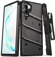 zizo bolt series samsung galaxy note 10 case: heavy-duty military-grade drop protection with kickstand, belt clip holster & lanyard (metal gray/black) logo