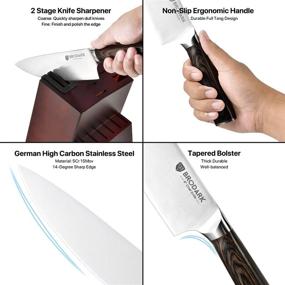 img 1 attached to 🔪 BRODARK Kitchen Knife Set with Block: 15 PCS Ultra Sharp German Stainless Steel Professional Chef Knives + 2 Stage Knife Sharpener - Premium Gift Box Included