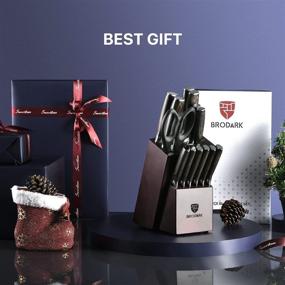 img 3 attached to 🔪 BRODARK Kitchen Knife Set with Block: 15 PCS Ultra Sharp German Stainless Steel Professional Chef Knives + 2 Stage Knife Sharpener - Premium Gift Box Included