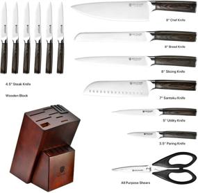 img 2 attached to 🔪 BRODARK Kitchen Knife Set with Block: 15 PCS Ultra Sharp German Stainless Steel Professional Chef Knives + 2 Stage Knife Sharpener - Premium Gift Box Included