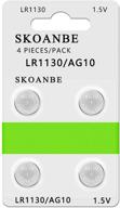 🔋 4-pack skoanbe ag10 lr1130 389 1.5v button coin cell batteries logo