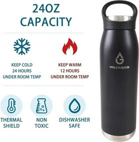 img 2 attached to 🚰 VOLCAROCK 24oz Insulated Sports Water Bottle - Hydro Vacuum Flask, BPA-Free Stainless Steel, Double Wall Insulation for 24 Hour Cold/12 Hour Hot, Leakproof & Sweat-Free, Durable Construction