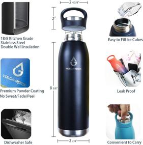 img 1 attached to 🚰 VOLCAROCK 24oz Insulated Sports Water Bottle - Hydro Vacuum Flask, BPA-Free Stainless Steel, Double Wall Insulation for 24 Hour Cold/12 Hour Hot, Leakproof & Sweat-Free, Durable Construction