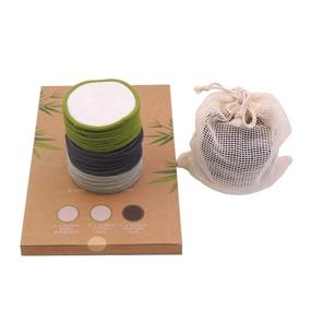 img 1 attached to Chloven 30 Pack Organic Reusable Makeup Remover Pads - Bamboo Cotton 🌿 Rounds, Eco-Friendly & Washable Pads with Laundry Bag - Suitable for All Skin Types