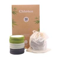 chloven 30 pack organic reusable makeup remover pads - bamboo cotton 🌿 rounds, eco-friendly & washable pads with laundry bag - suitable for all skin types logo