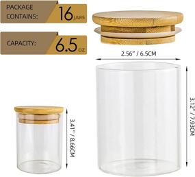 img 3 attached to 🍯 6.5oz Glass Jars with Bamboo Lids - 12 Pack Airtight Spice Jars with Labels for Dry Food, Coffee, Candy, Flour, Herbs - Small Food Storage Containers for Pantry Kitchen - Clear