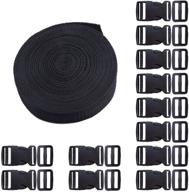 beadnova plastic buckle kit - quick release buckle and tri-glide slides set with 11 yards of nylon strapping - 1 inch width - black logo