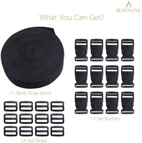 img 2 attached to BEADNOVA Plastic Buckle Kit - Quick Release Buckle and Tri-Glide Slides Set with 11 Yards of Nylon Strapping - 1 Inch Width - Black