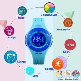 img 2 attached to 🌈 Kids Waterproof Digital Outdoor Sport Watches for Ages 5-10 - Cute, Multifunctional, and Luminous!