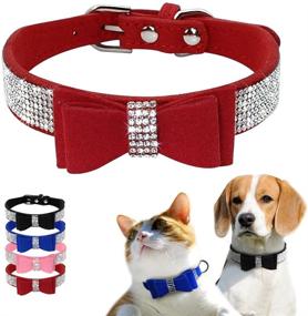 img 2 attached to 🐾 Beirui Rhinestone Leather Dog & Cat Collar: Sparkly Crystal Diamonds for Small Medium Large Dogs - Glamorous and Elegant Design!