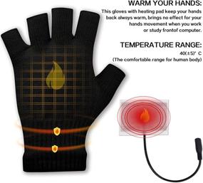 img 2 attached to USB Heated Gloves for Men and Women - Winter Mitten Warmers for Hands - Half Fingerless Heating Knit Gloves - Washable Design