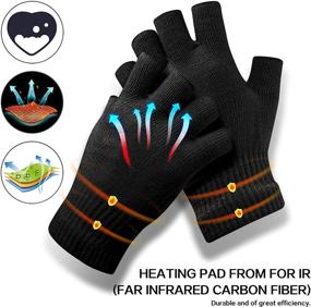 img 1 attached to USB Heated Gloves for Men and Women - Winter Mitten Warmers for Hands - Half Fingerless Heating Knit Gloves - Washable Design