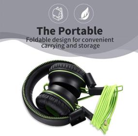 img 1 attached to 🎧 POWMEE M2 Kids Headphones: Foldable Adjustable Stereo Tangle-Free Wired Headphone for Children/Teens/Girls - Perfect for School, Kindle, Airplane, and More (Black)