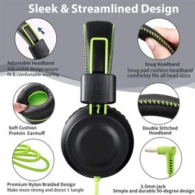 img 3 attached to 🎧 POWMEE M2 Kids Headphones: Foldable Adjustable Stereo Tangle-Free Wired Headphone for Children/Teens/Girls - Perfect for School, Kindle, Airplane, and More (Black)