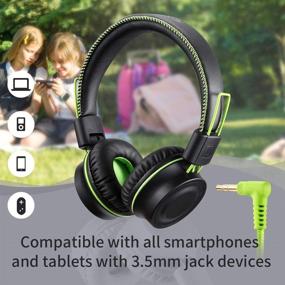 img 2 attached to 🎧 POWMEE M2 Kids Headphones: Foldable Adjustable Stereo Tangle-Free Wired Headphone for Children/Teens/Girls - Perfect for School, Kindle, Airplane, and More (Black)