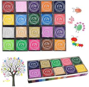 img 4 attached to 20 Colorful Finger Ink Pads for Kids – Washable Craft Stamps, Paper, Scrapbooking, Wood Fabric – Gtlzlz