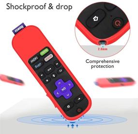 img 1 attached to 📺 2 Pack Silicone Cover for TCL Roku TV Steaming Stick 3600R, Roku Express(3900), Roku Express+(3910), Roku Express(3930) Remote Control - Red and Black Protective Cases for Roku Voice Remote Skin