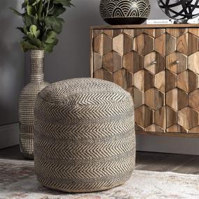 img 3 attached to nuLOOM Exeter Chevron Jute Braided Pouf Ottoman with Filling