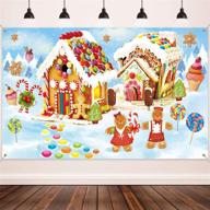 transform your space with festive christmas supplies: giant gingerbread backdrop for holiday wall decorations, party photo booth props, and winter wonderland atmosphere преобразите свое пространство с праздничными рождественскими принадлежностями: гигантская панель к праздничному украшению стены, атрибуты для фотобудки и атмосфера зимней сказки. логотип