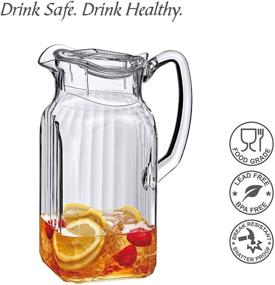 img 3 attached to 🥤 Fantastic Abby - Quadly Bandly - Clear Acrylic Pitcher (64 oz), Plastic Pitcher with Lid, BPA-Free and Shatter-Proof, Perfect for Iced Tea, Sangria, Lemonade, and More